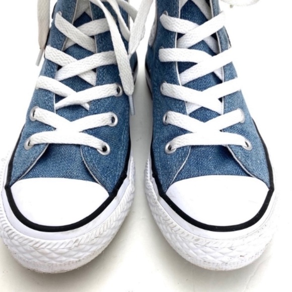 CONVERSE All Star Floral Patch Denim High Top Sneakers Size 12 Kids  362878F - Picture 3 of 11